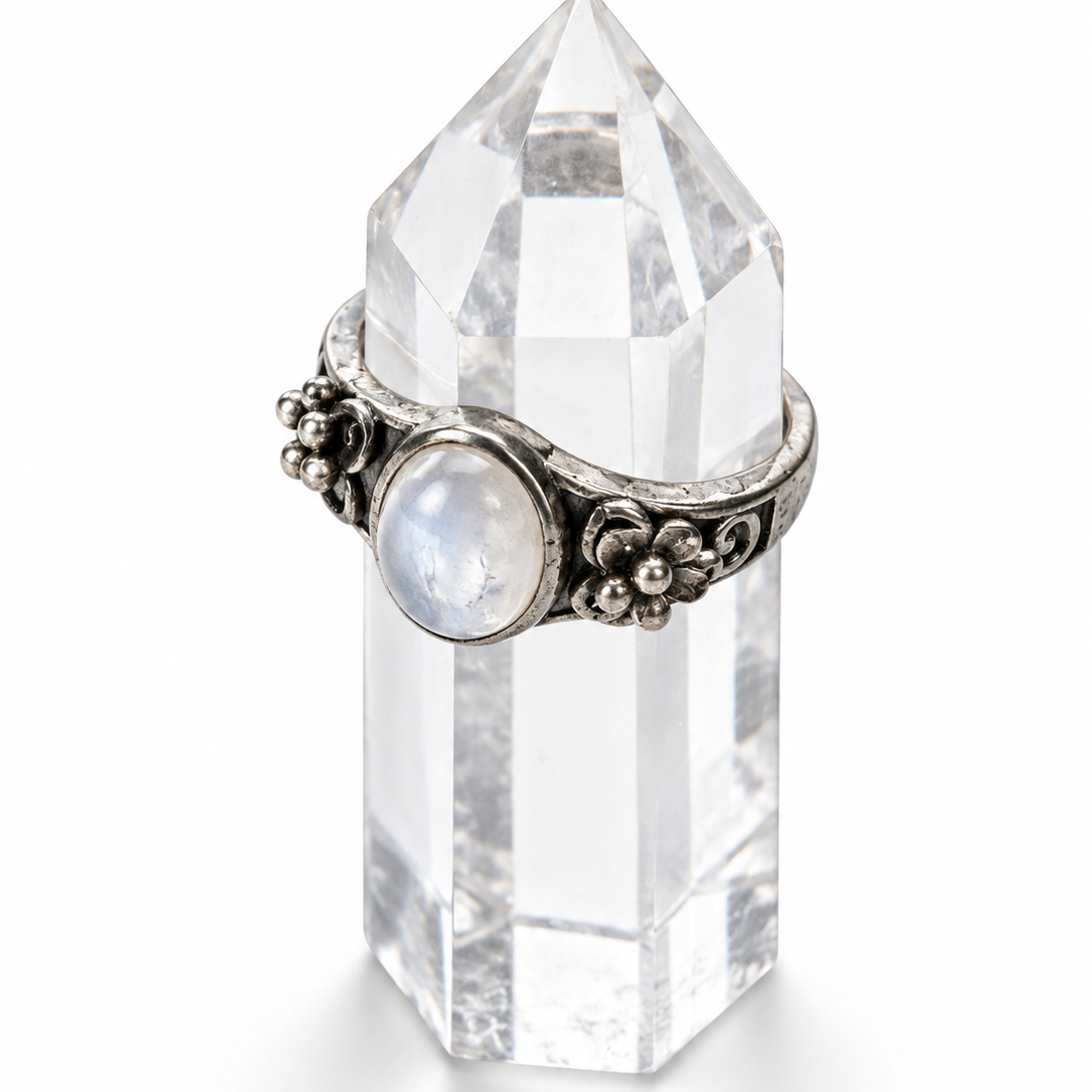 Floral Moonstone Ring