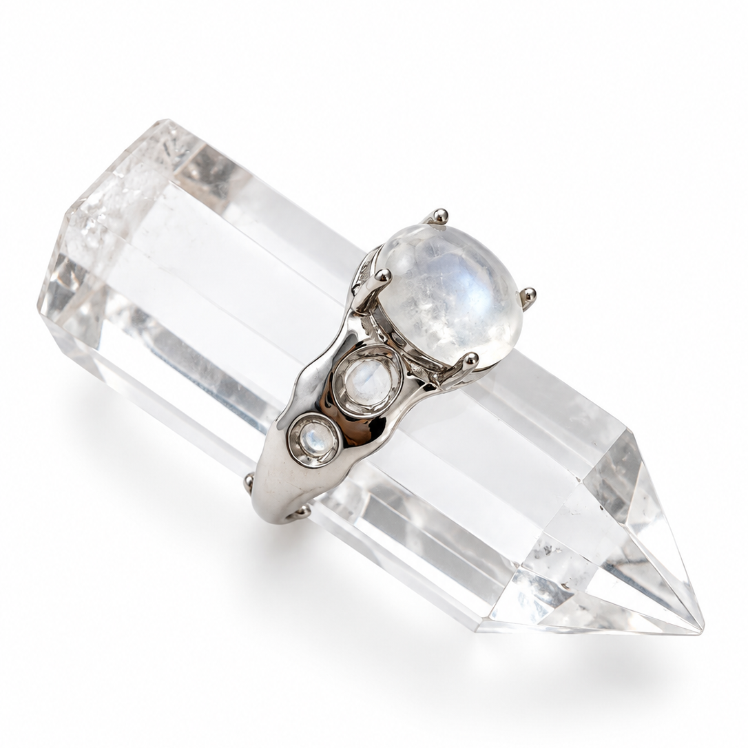 Moonstone Openwork Adjustable Ring