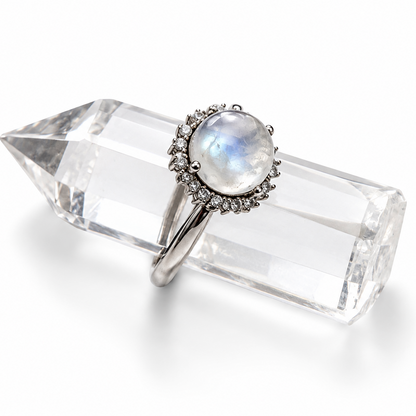 Moonstone Halo Ring