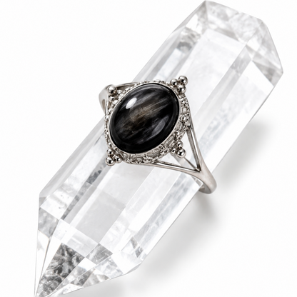 Silver Sheen Obsidian Ring