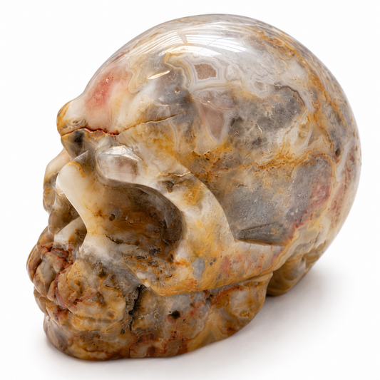 Natural Crazy Lace Agate Skull