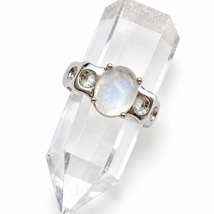 Moonstone Openwork Adjustable Ring