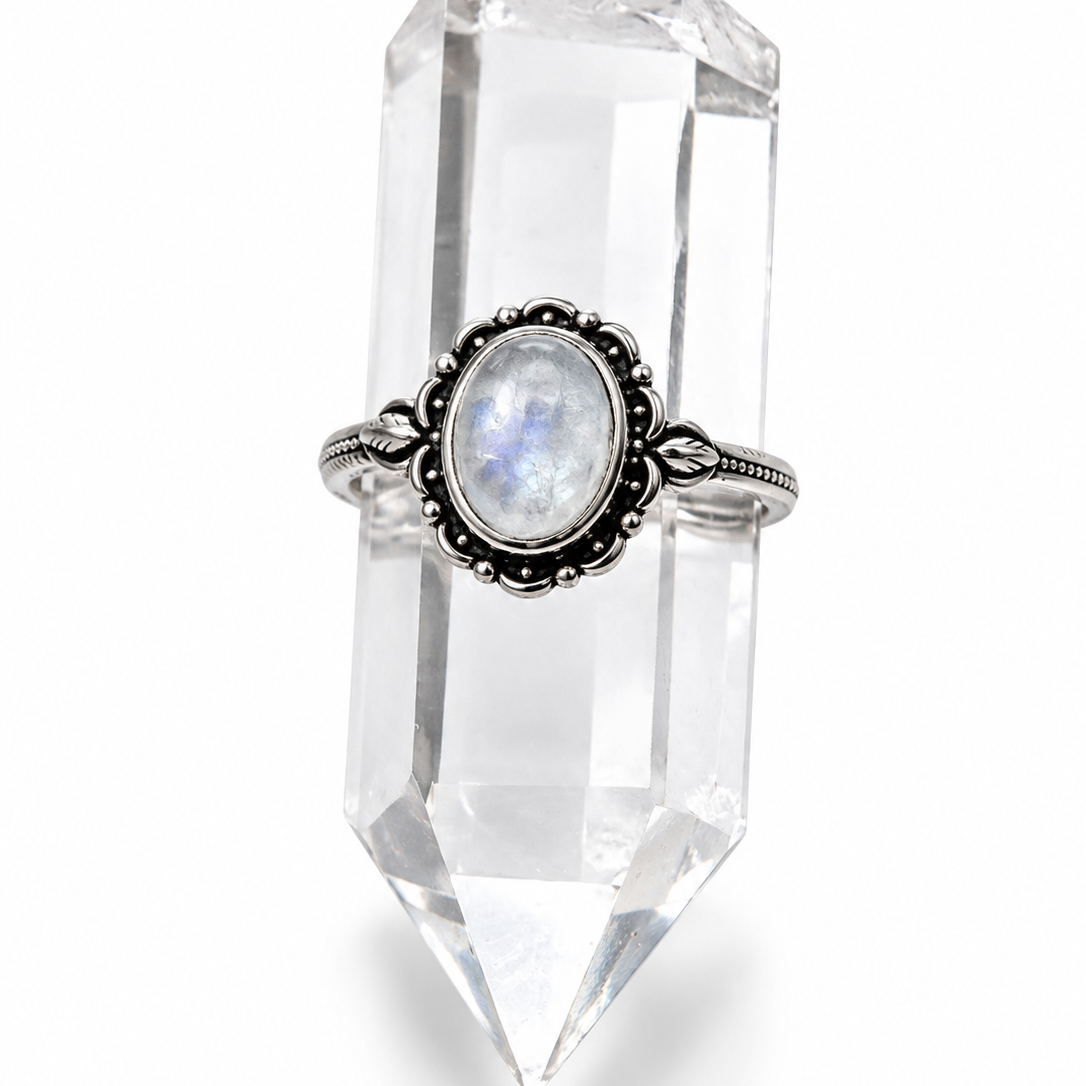 Floral Moonstone Ring