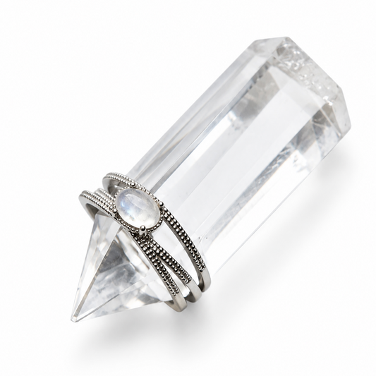 Vintage Moonstone Multi-Band Adjustable Ring