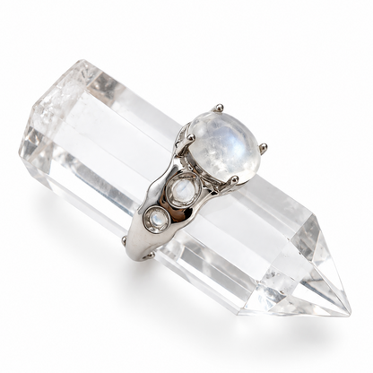 Moonstone Openwork Adjustable Ring