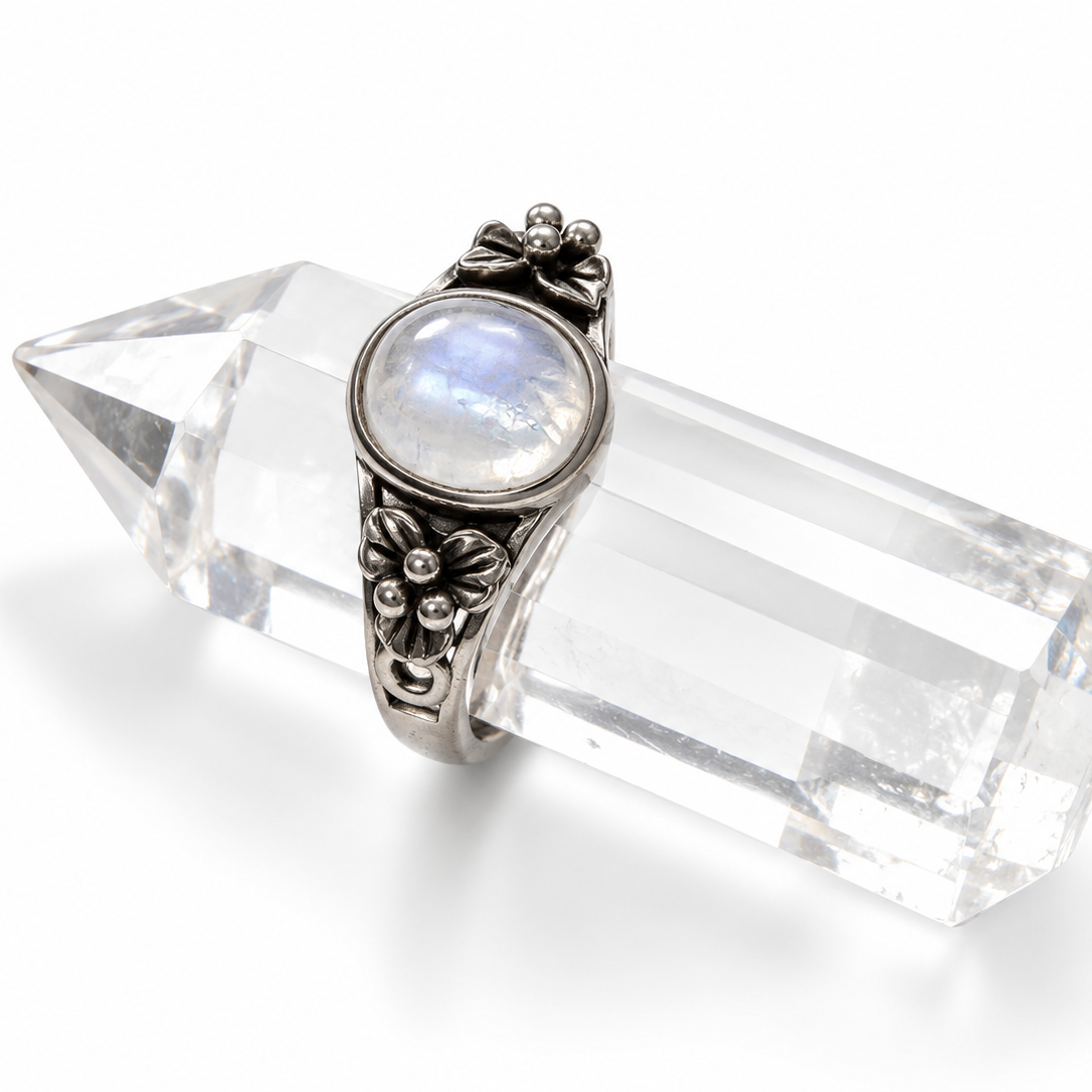 Floral Moonstone Ring