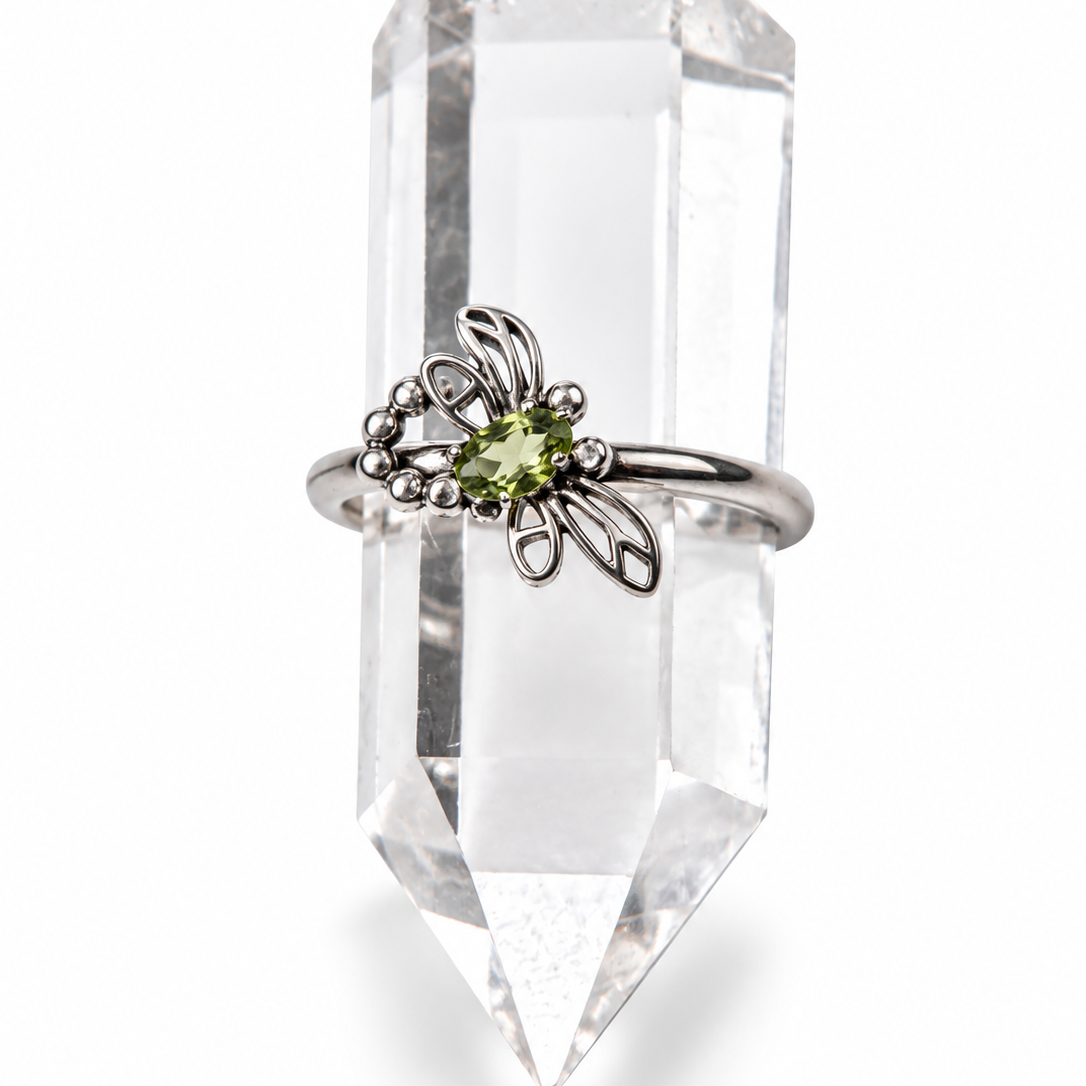 Peridot Dragonfly Ring