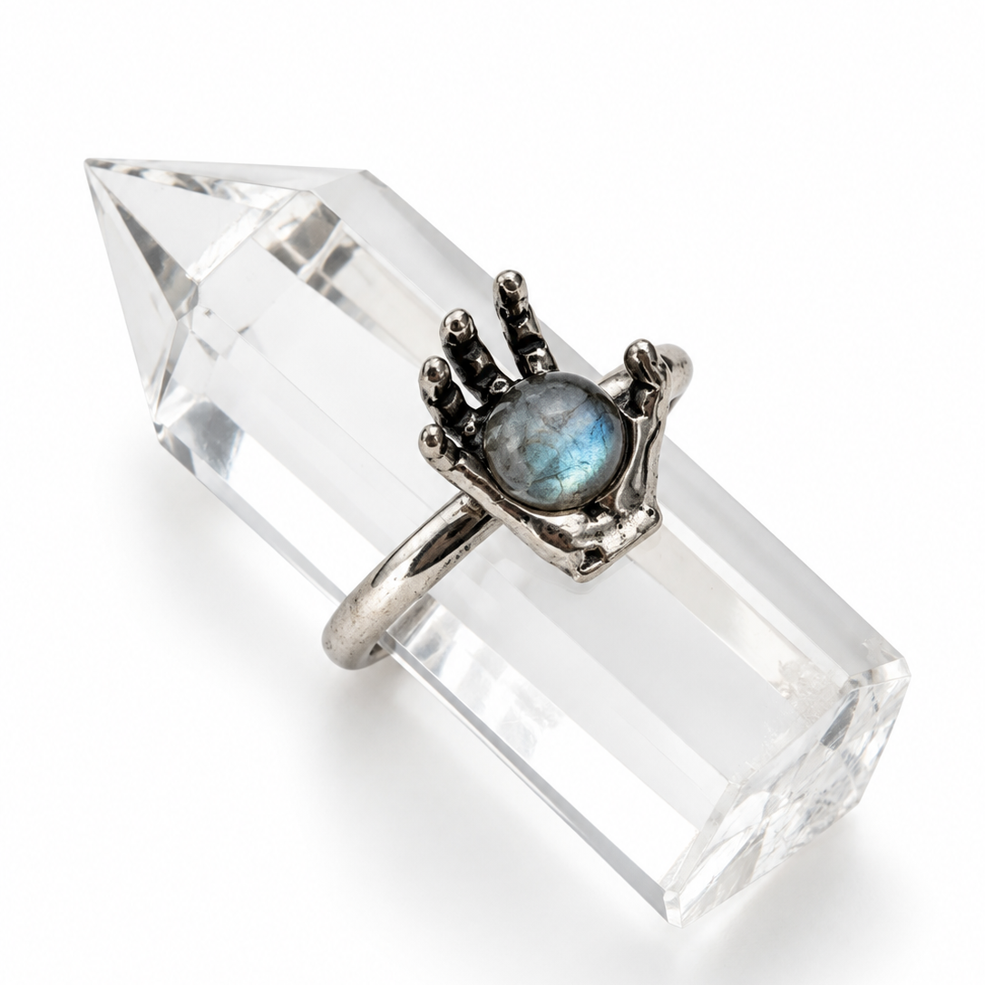 Labradorite Hand Design Adjustable Ring