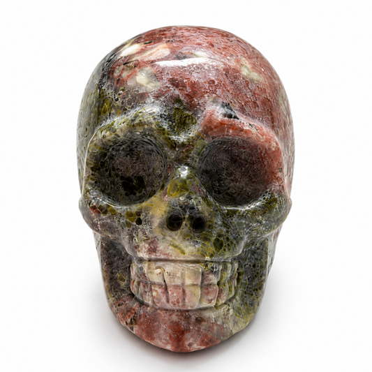 Natural multicolor stone skull